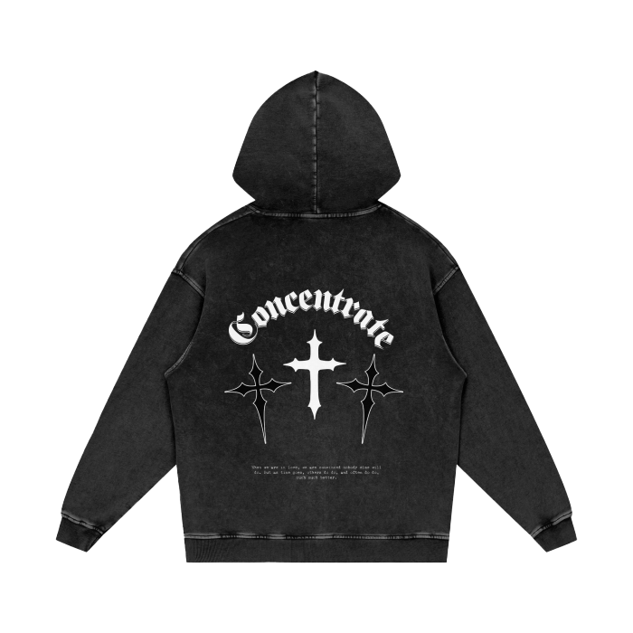 Concentrate Streetwear - Crossed - Oversized Acid Wash 420gsm Super Thick Oversized Hoodie