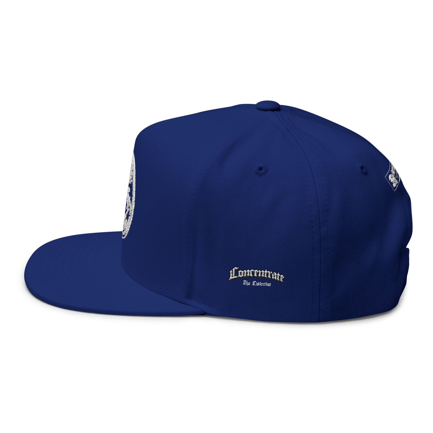 Concentrate Collective Streetwear - CCS - Flat Bill Snap Back Cap Embroidered White Logo
