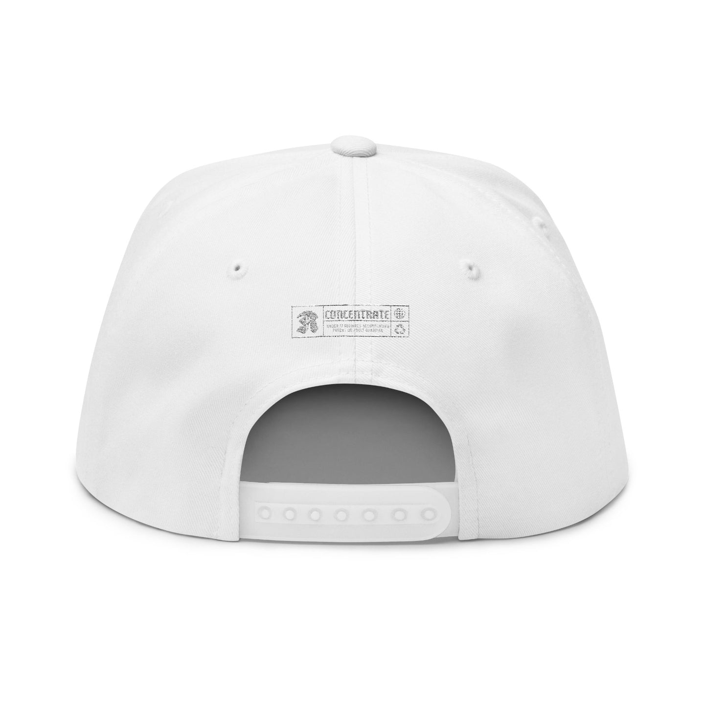Concentrate Collective Streetwear - CCS - Flat Bill Snap Back Cap Embroidered White Logo