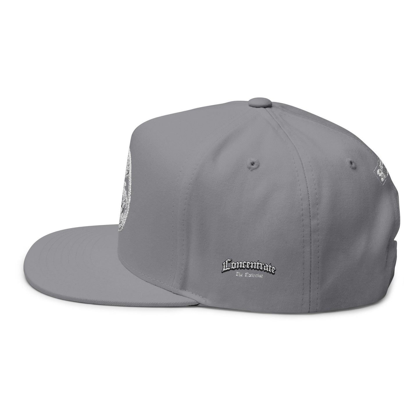 Concentrate Collective Streetwear - CCS - Flat Bill Snap Back Cap Embroidered White Logo