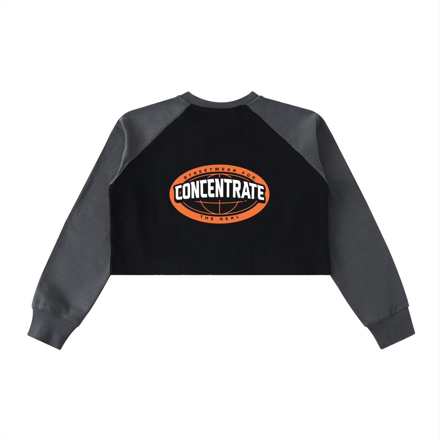 Concentrate Streetwear- The Real - 420gsm Raw-Hem Color-Block Raglan Crop Sweatshirt