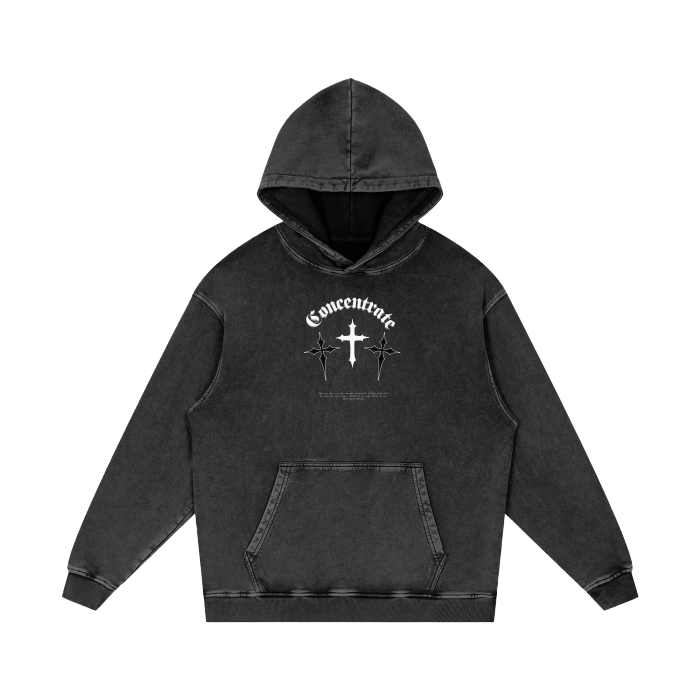 Concentrate Streetwear - Crossed - Oversized Acid Wash 420gsm Super Thick Oversized Hoodie