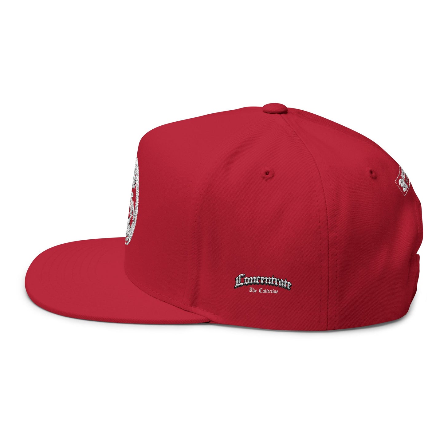 Concentrate Collective Streetwear - CCS - Flat Bill Snap Back Cap Embroidered White Logo