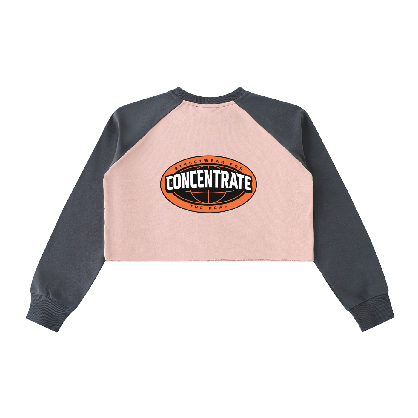 Concentrate Streetwear- The Real - 420gsm Raw-Hem Color-Block Raglan Crop Sweatshirt
