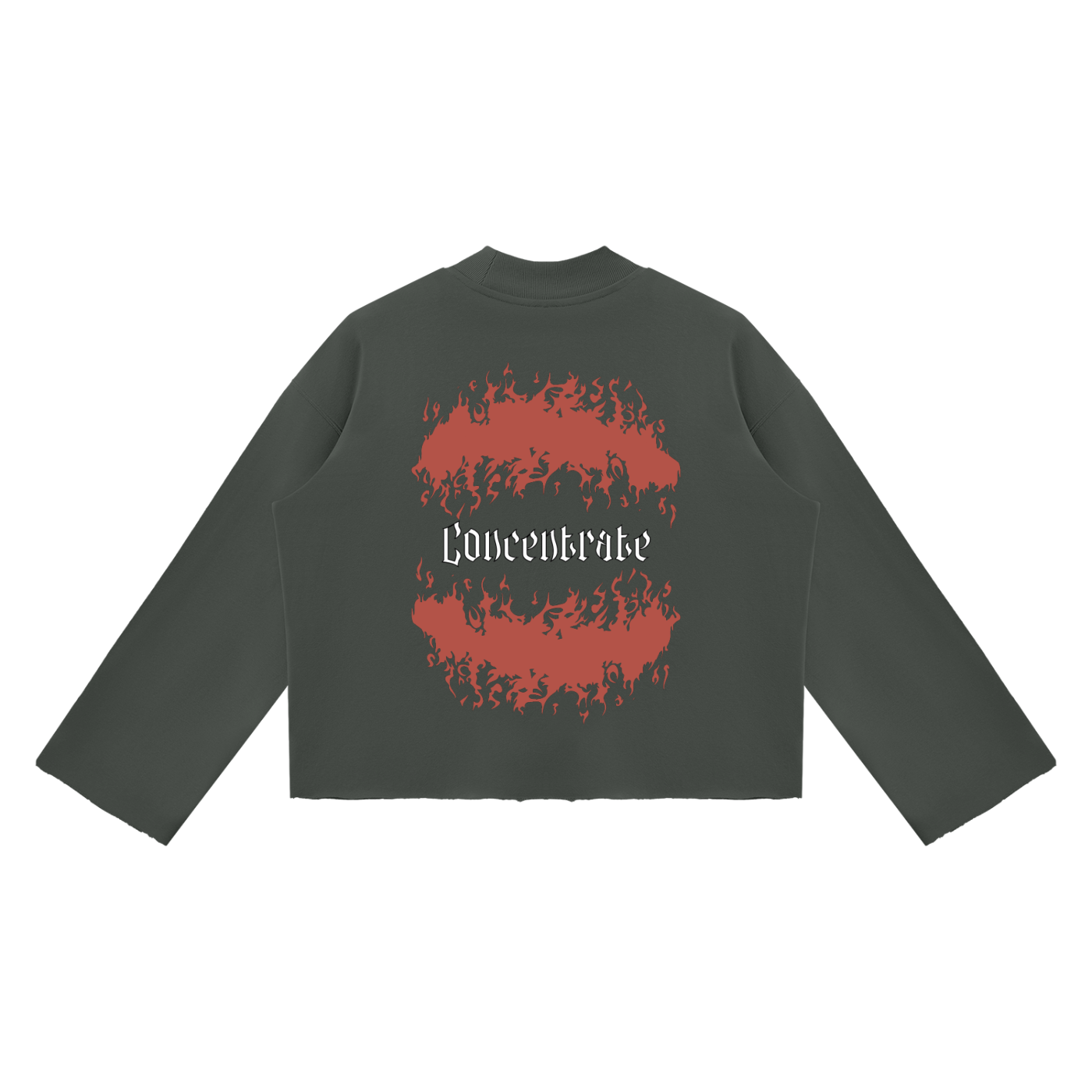 Concentrate Streetwear - Flamed - 350gsm Unisex Mock Neck Raw Edge Boxy Sweatshirt