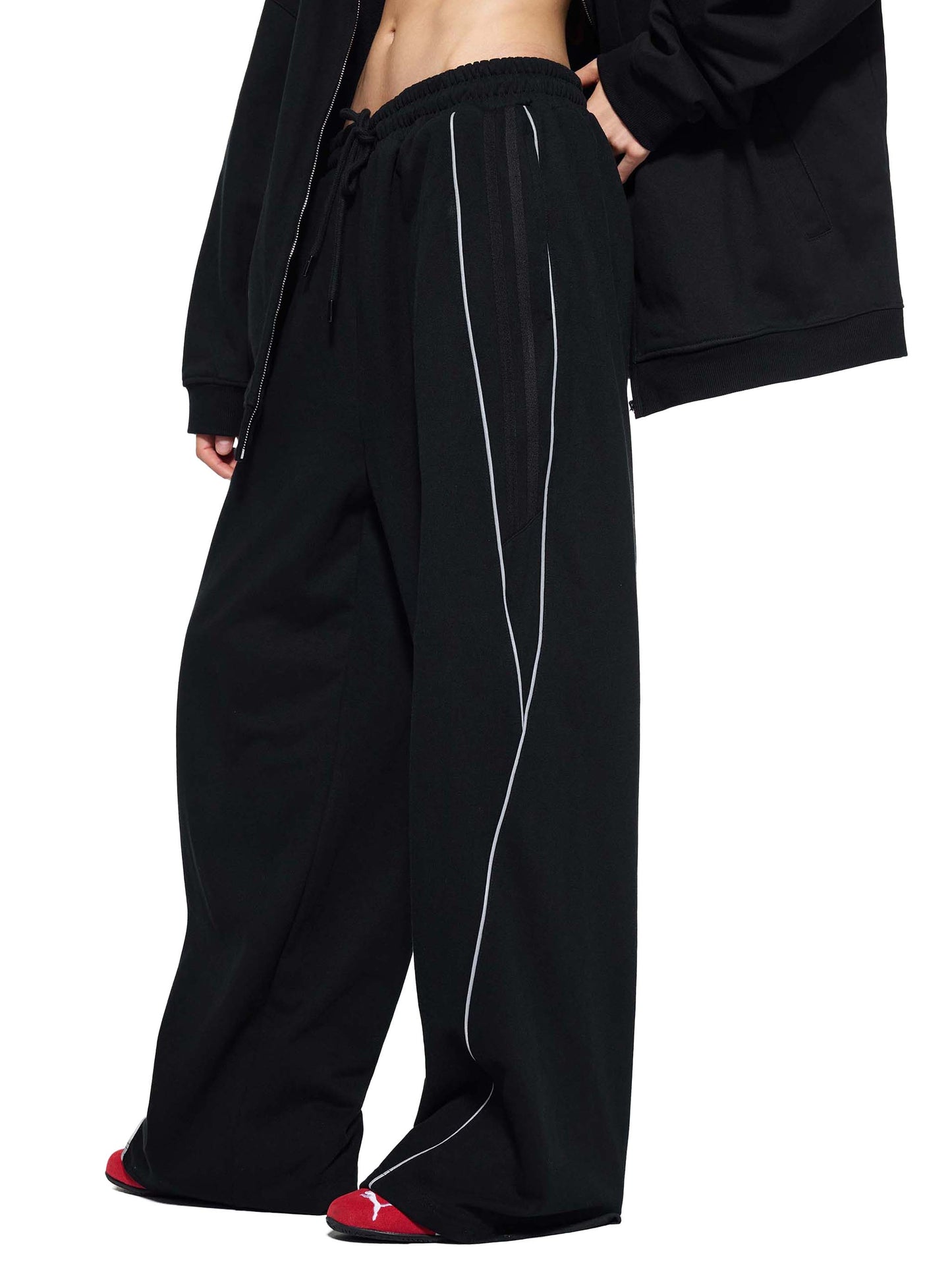 Concentrate Streetwear - Starry Sea - 365gsm Reflection Striped Straight-Leg Sweatpants