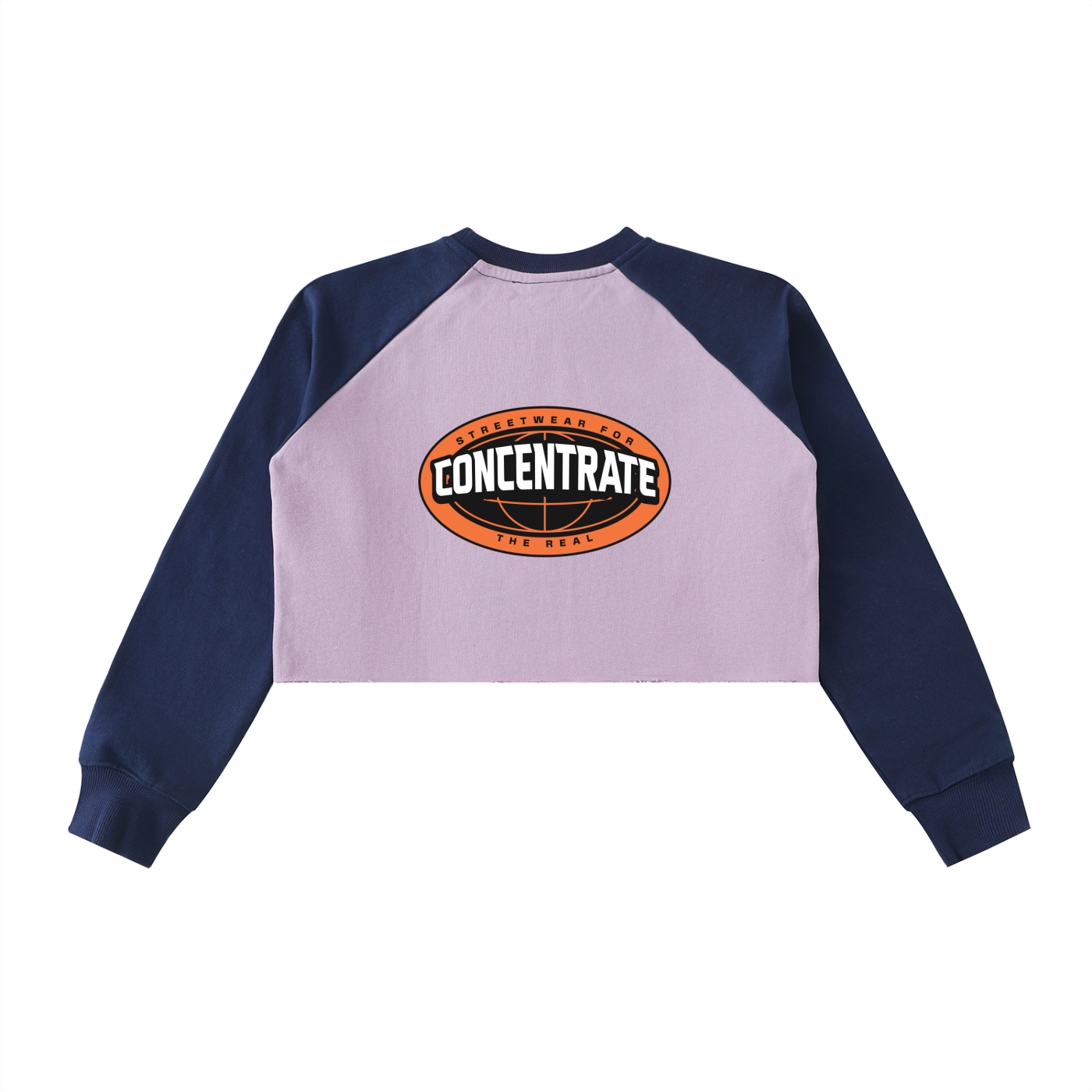 Concentrate Streetwear- The Real -   420gsm Raw-Hem Color-Block Raglan Crop Sweatshirt
