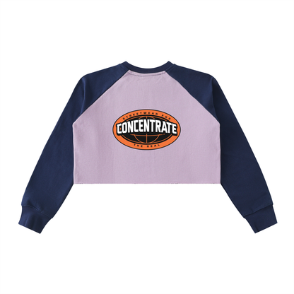 Concentrate Streetwear- The Real -   420gsm Raw-Hem Color-Block Raglan Crop Sweatshirt