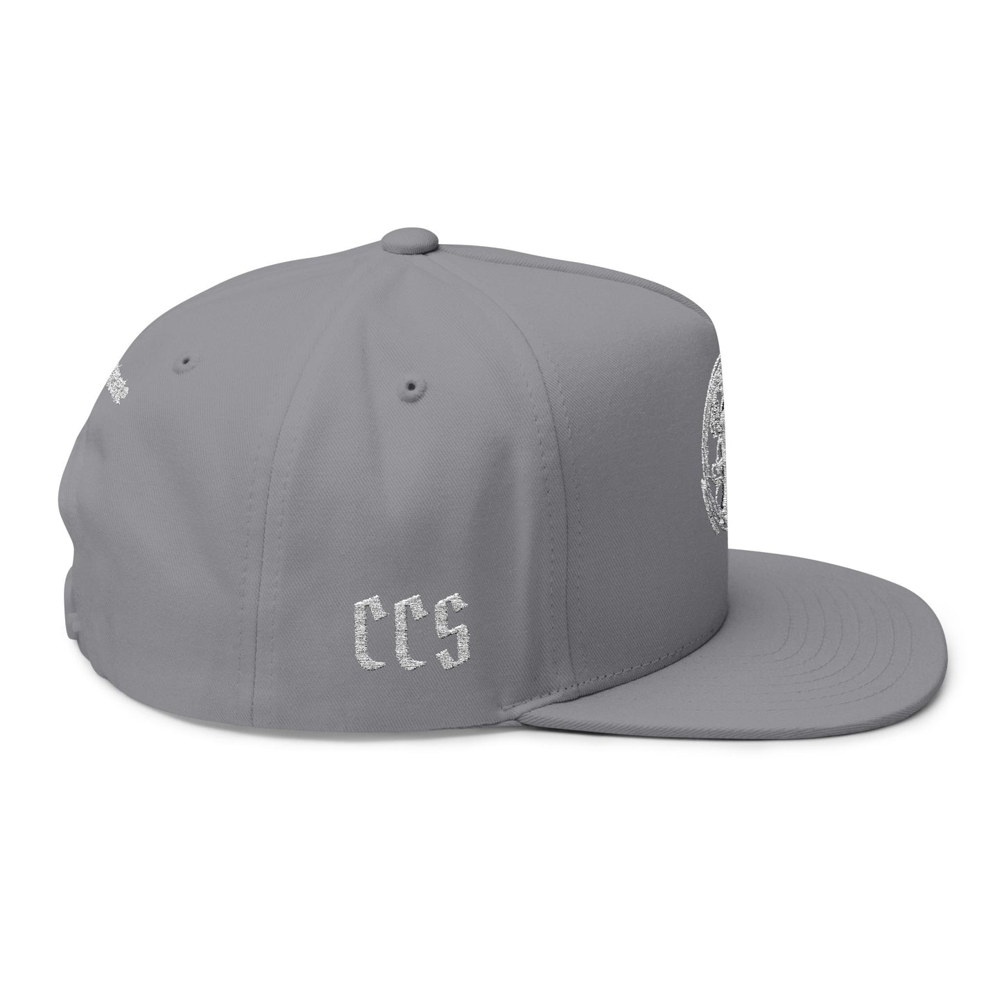 Concentrate Collective Streetwear - CCS - Flat Bill Snap Back Cap Embroidered White Logo