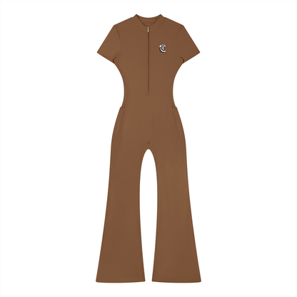 Concentrate Streetwear - Starry Sea - 230gsm Women’s Tight Flared Leg Quarter-Zip Jumpsuit