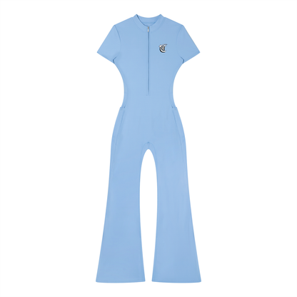 Concentrate Streetwear - Starry Sea - 230gsm Women’s Tight Flared Leg Quarter-Zip Jumpsuit