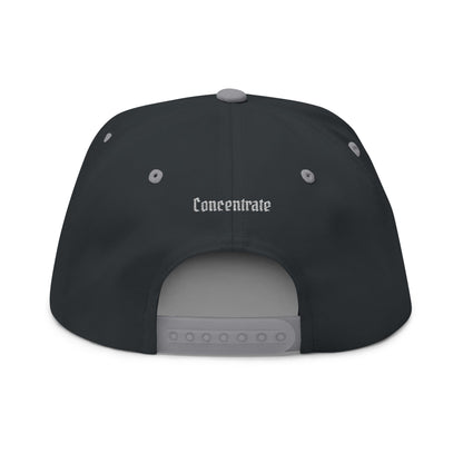 Concentrate Collective Streetwear - CCS - Flat Bill Snap Back Cap Embroidered White Logo