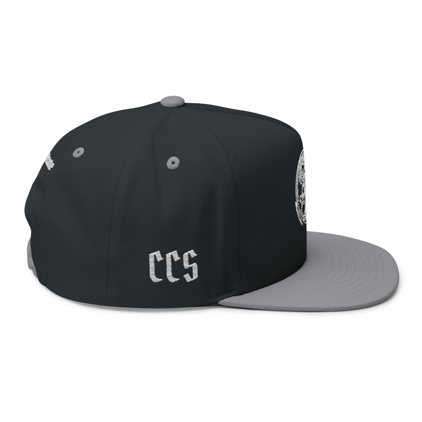 Concentrate Collective Streetwear - CCS - Flat Bill Snap Back Cap Embroidered White Logo