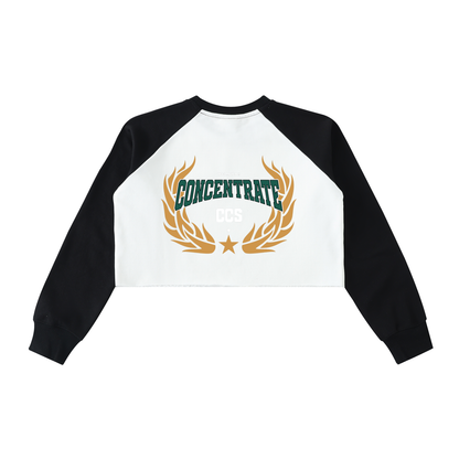 Concentrate Streetwear - Drop out - 420gsm Raw-Hem Color-Block Raglan Crop Sweatshirt