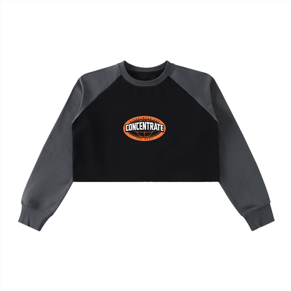 Concentrate Streetwear- The Real -   420gsm Raw-Hem Color-Block Raglan Crop Sweatshirt