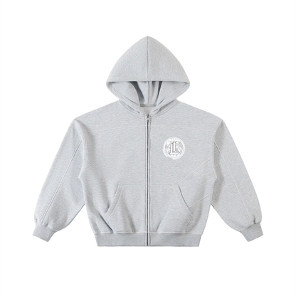 Concentrate Streetwear - CCS - 350gsm Contrast-Stitched Boxy Fleece Zip Hoodie