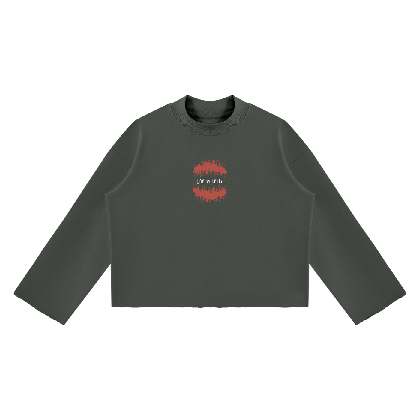 Concentrate Streetwear - Flamed - 350gsm Unisex Mock Neck Raw Edge Boxy Sweatshirt