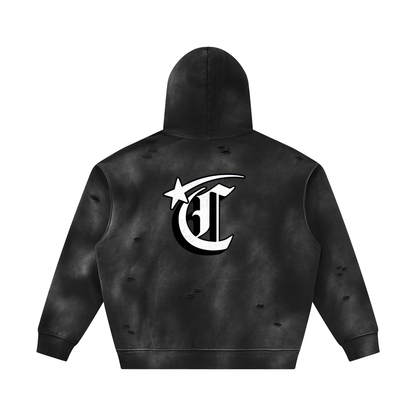 Concentrate Streetwear - Starry - 350gsm Unisex Sunfade Frayed Fleece Hoodie