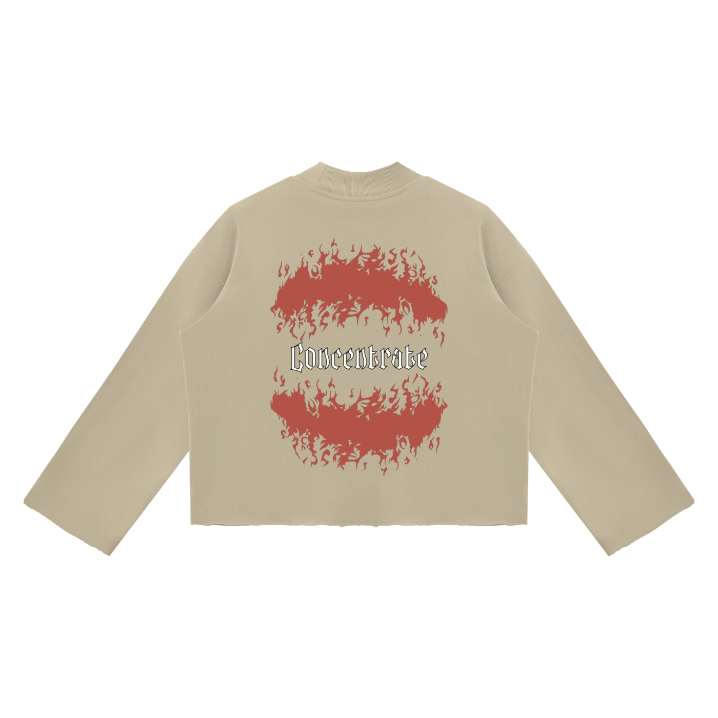 Concentrate Streetwear - Flamed - 350gsm Unisex Mock Neck Raw Edge Boxy Sweatshirt