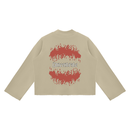 Concentrate Streetwear - Flamed - 350gsm Unisex Mock Neck Raw Edge Boxy Sweatshirt
