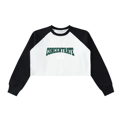 Concentrate Streetwear - Drop out - 420gsm Raw-Hem Color-Block Raglan Crop Sweatshirt