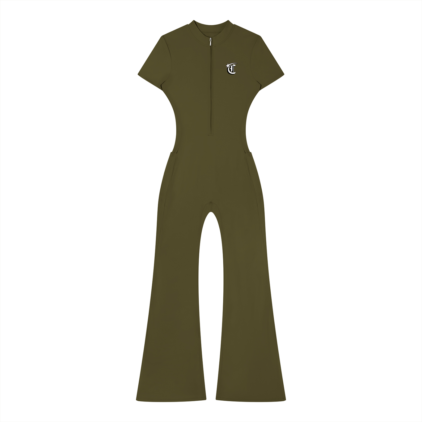Concentrate Streetwear - Starry Sea - 230gsm Women’s Tight Flared Leg Quarter-Zip Jumpsuit