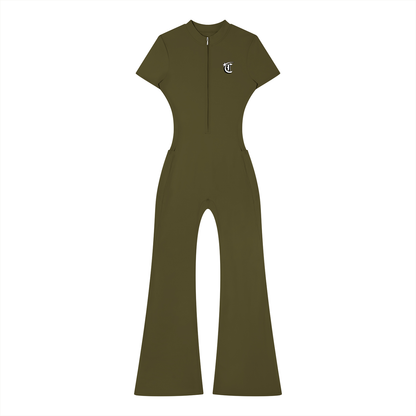Concentrate Streetwear - Starry Sea - 230gsm Women’s Tight Flared Leg Quarter-Zip Jumpsuit