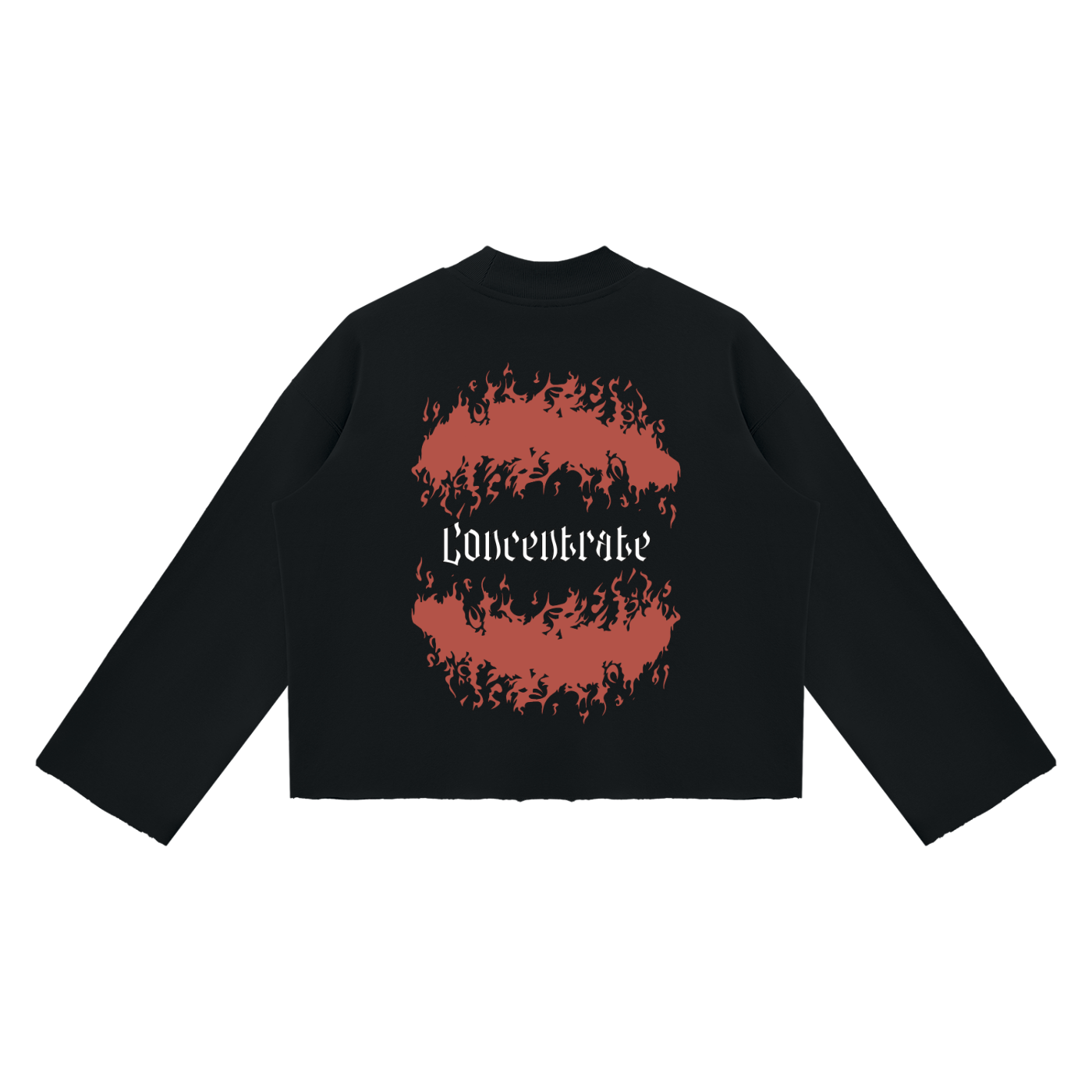 Concentrate Streetwear - Flamed - 350gsm Unisex Mock Neck Raw Edge Boxy Sweatshirt
