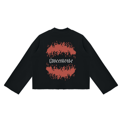 Concentrate Streetwear - Flamed - 350gsm Unisex Mock Neck Raw Edge Boxy Sweatshirt