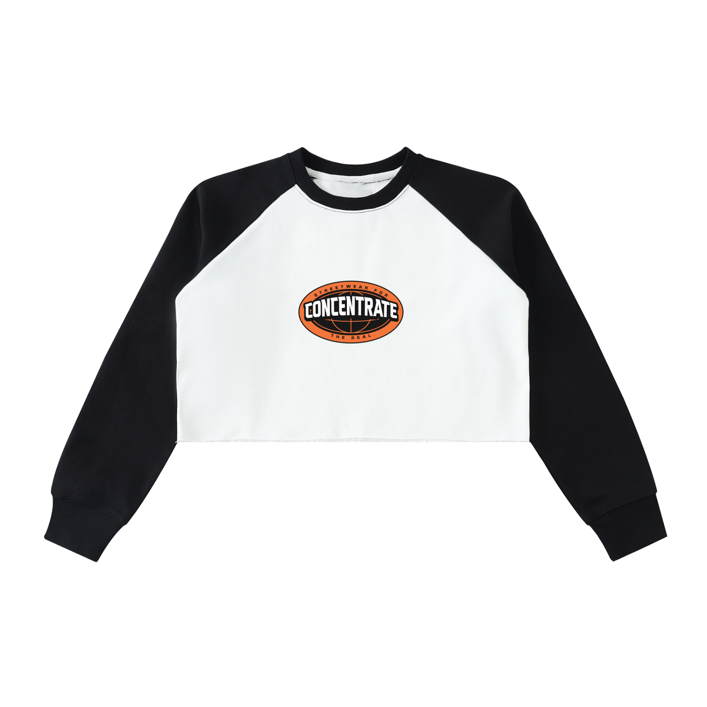 Concentrate Streetwear- The Real -   420gsm Raw-Hem Color-Block Raglan Crop Sweatshirt