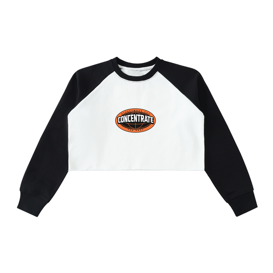 Concentrate Streetwear- The Real -   420gsm Raw-Hem Color-Block Raglan Crop Sweatshirt