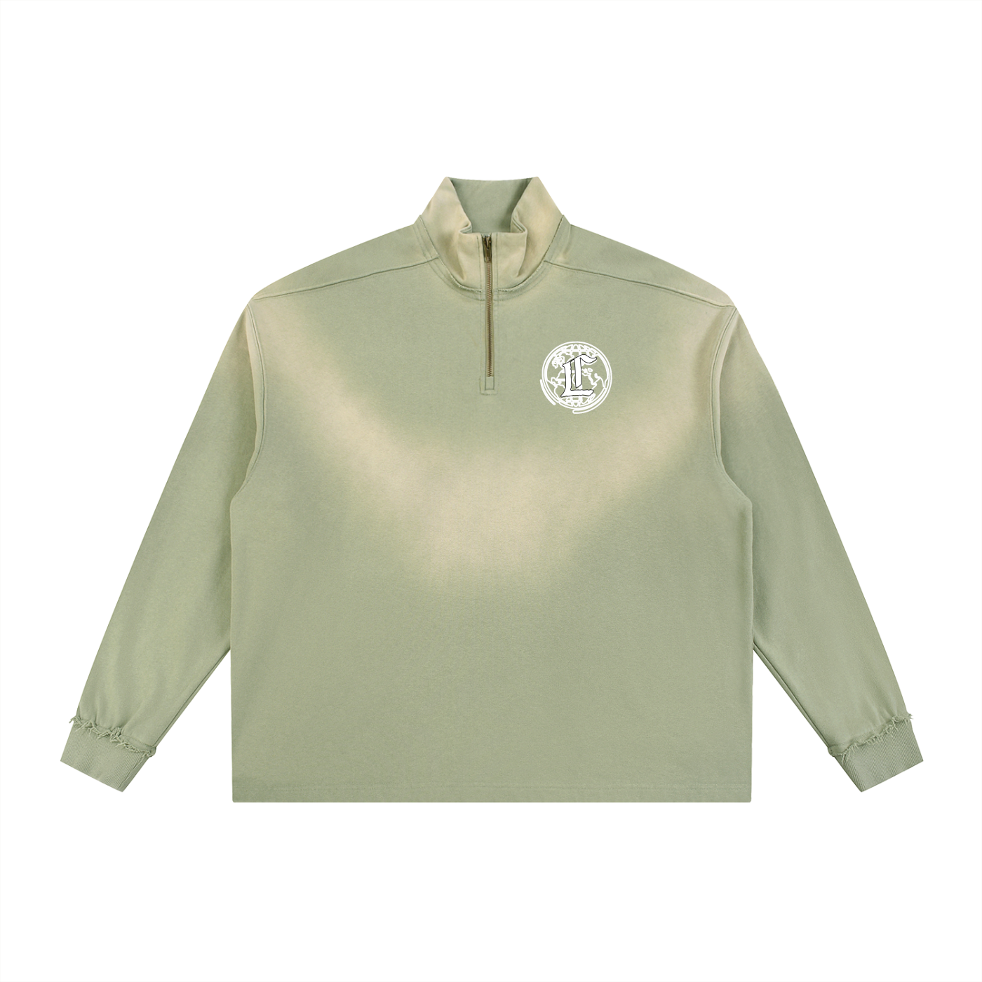 Concentrate Streetwear - CCS - 465gsm Sun Fade Raw Edge Quarter-Zip Sweatshirt