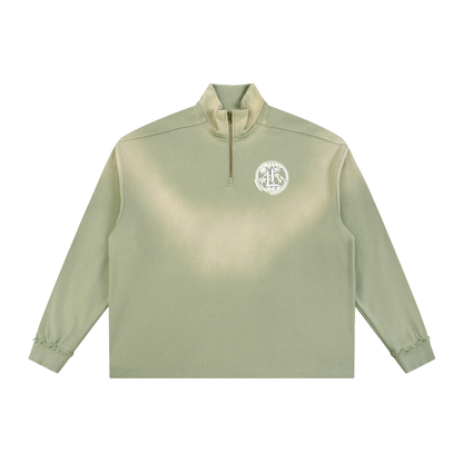 Concentrate Streetwear - CCS - 465gsm Sun Fade Raw Edge Quarter-Zip Sweatshirt