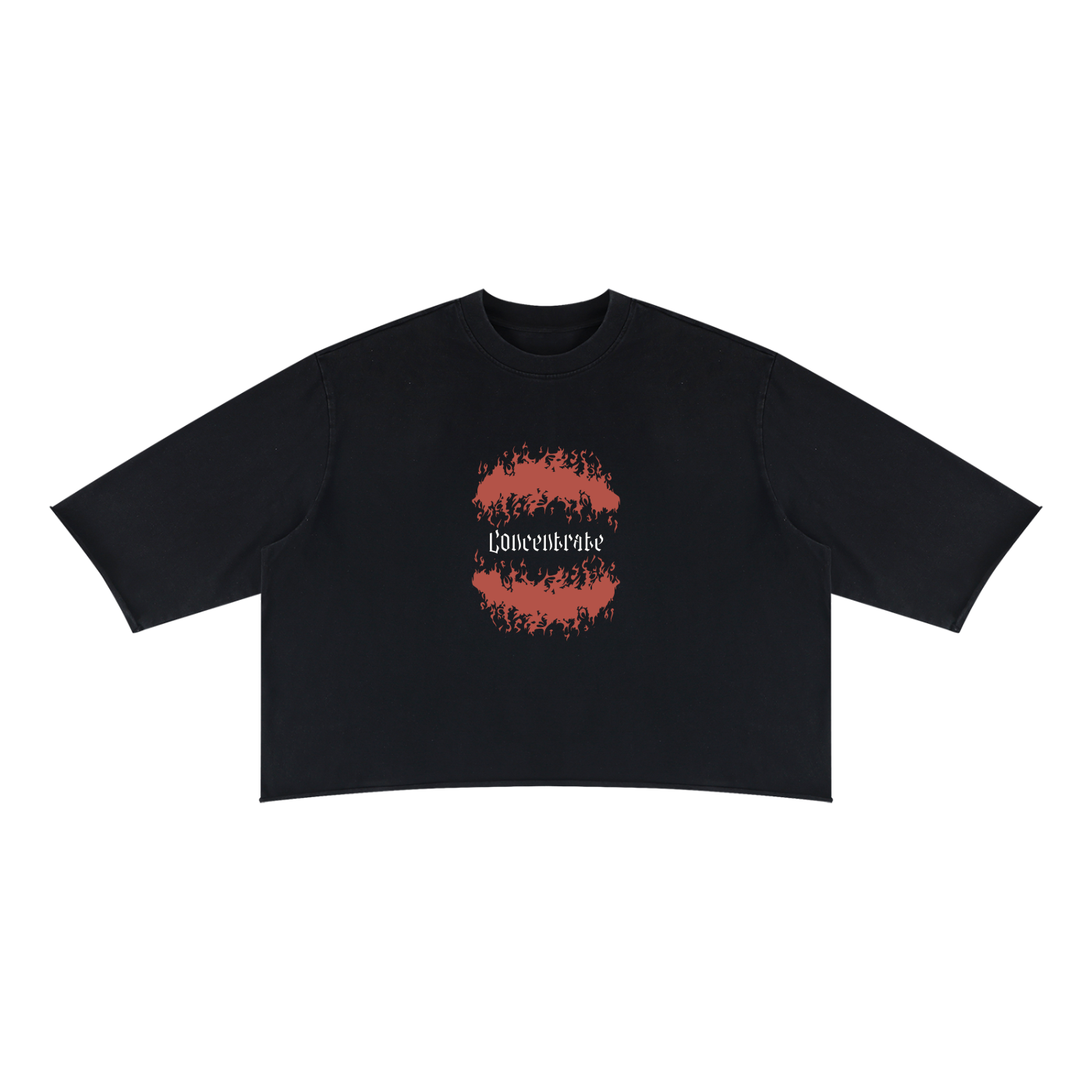 Concentrate Streetwear - Flamed - 330 gsm Unisex Mineral Wash Raw Hem Boxy T-Shirt