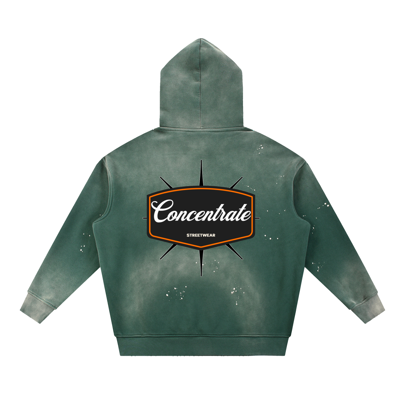 Concentrate Streetwear - 	Pure Emblem - 360gsm Vintage Washed Frayed Fleece Hoodie