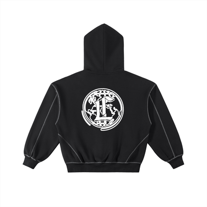 Concentrate Streetwear - CCS - 350gsm Contrast-Stitched Boxy Fleece Zip Hoodie