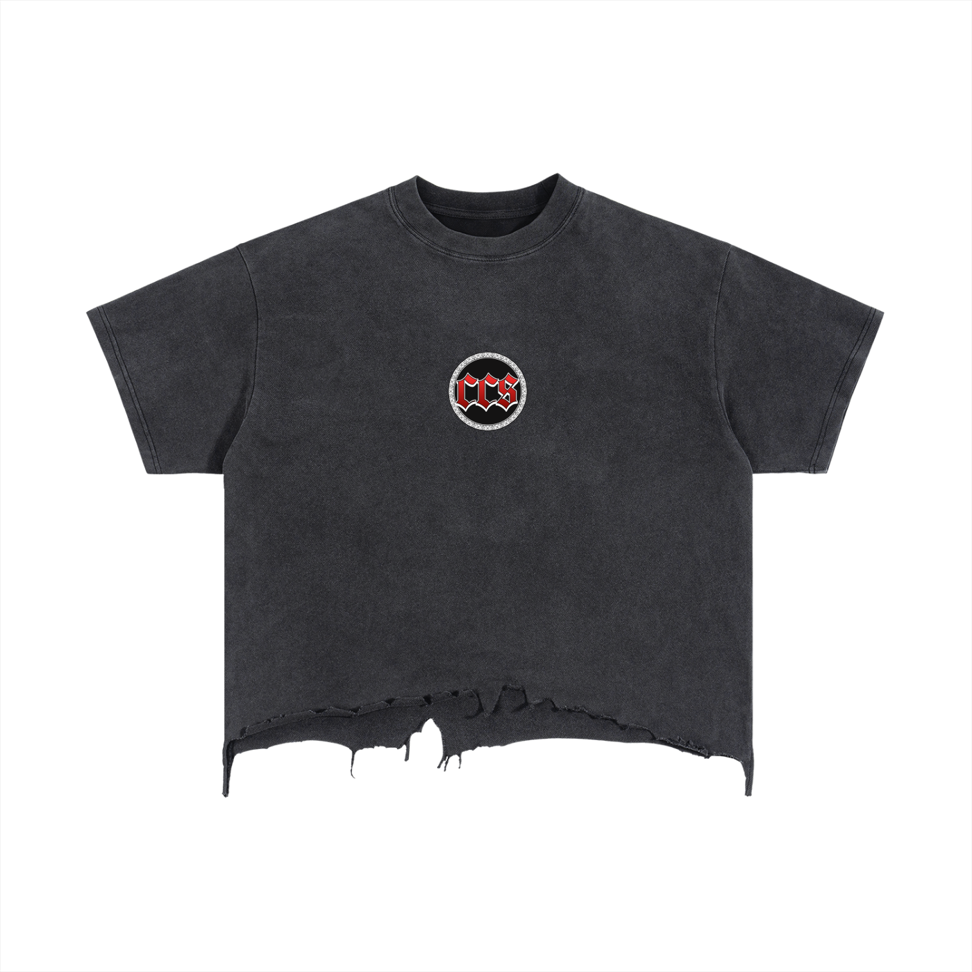 Concentrate Streetwear - Savage Crest CCS - 240gsm Vintage Wash Boxy Distressed Hem T-Shirt