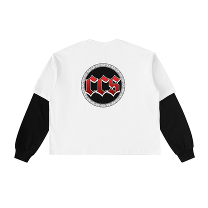 Concentrate Streetwear - Savage Crest CCS - 280gsm Layered Contrast Sleeve Cotton T-Shirt