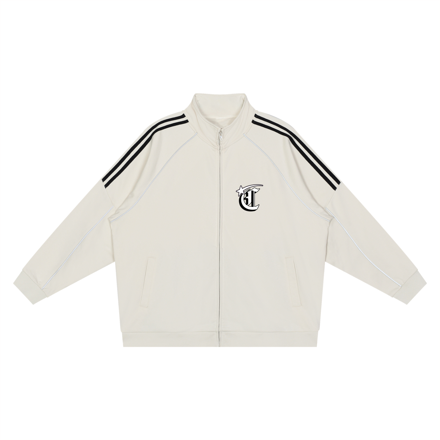 Concentrate Streetwear - Starry Sea - 365gsm Reflection Striped Raglan Sleeve  Jacket