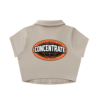 Concentrate Streetwear - The Real - 210gsm V-Neck Lapel Crop Top
