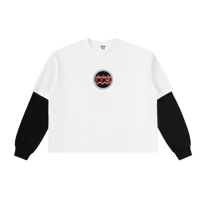 Concentrate Streetwear - Savage Crest CCS - 280gsm Layered Contrast Sleeve Cotton T-Shirt