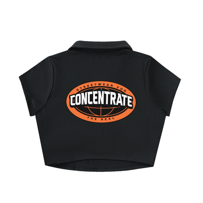 Concentrate Streetwear - The Real - 210gsm V-Neck Lapel Crop Top