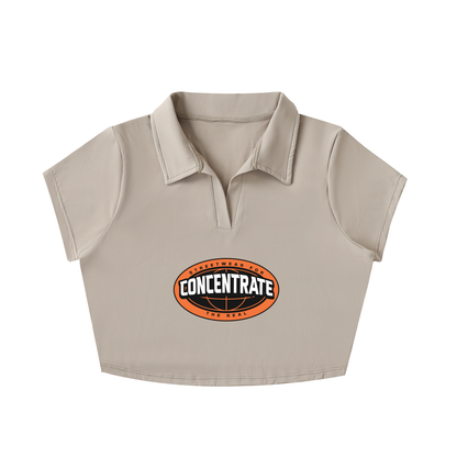 Concentrate Streetwear - The Real - 210gsm V-Neck Lapel Crop Top