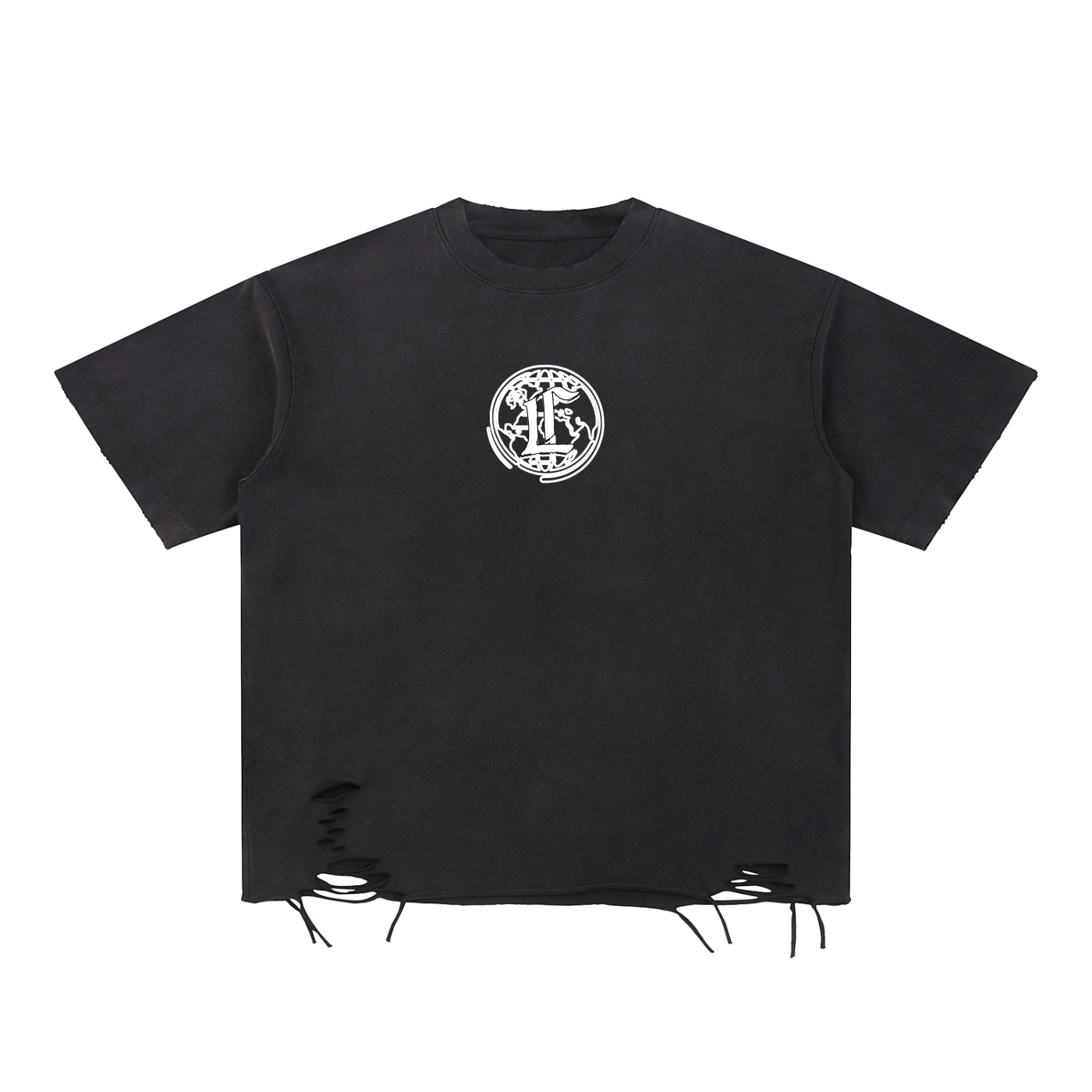 Concentrate Streetwear- CCS - 270gsm Snow Washed Raw Ripped-Hem T-Shirt