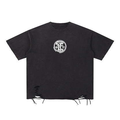 Concentrate Streetwear- CCS - 270gsm Snow Washed Raw Ripped-Hem T-Shirt