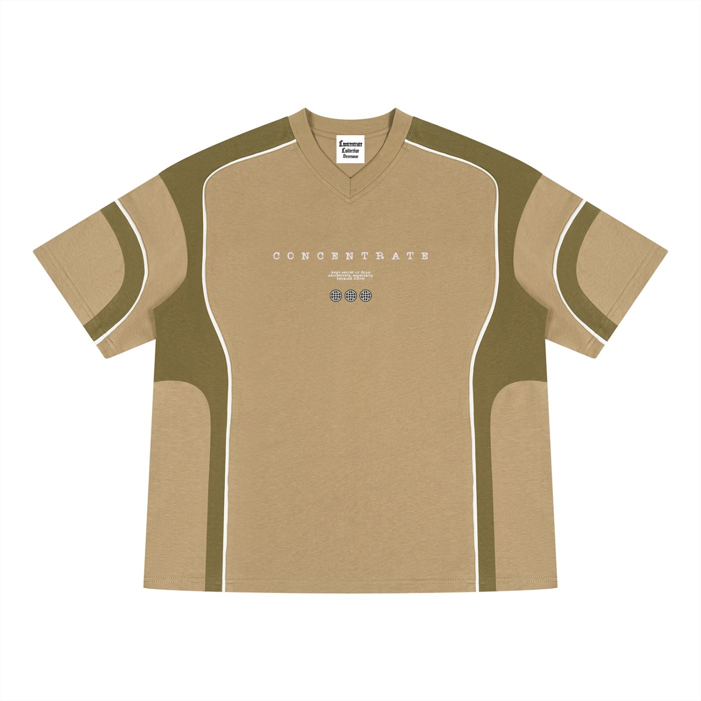 Concentrate Streetwear - Wire - 230gsm Unisex Color Block V-Neck T-Shirt