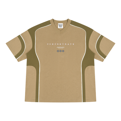 Concentrate Streetwear - Wire - 230gsm Unisex Color Block V-Neck T-Shirt