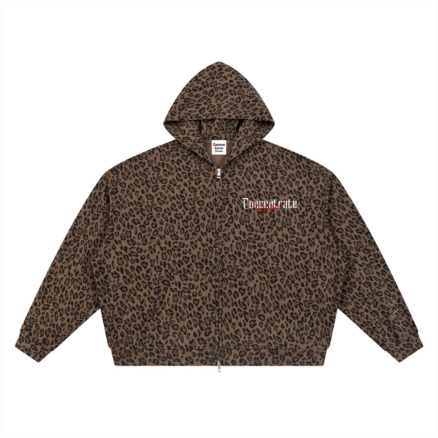 Concentrate Streetwear - Splatter - 320gsm Unisex Leopard Print Waffle Full Zip Hoodie