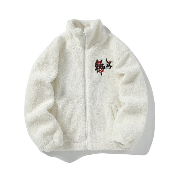 Concentrate Collective -Flower Embroidery Zip Up Thermal Jacket