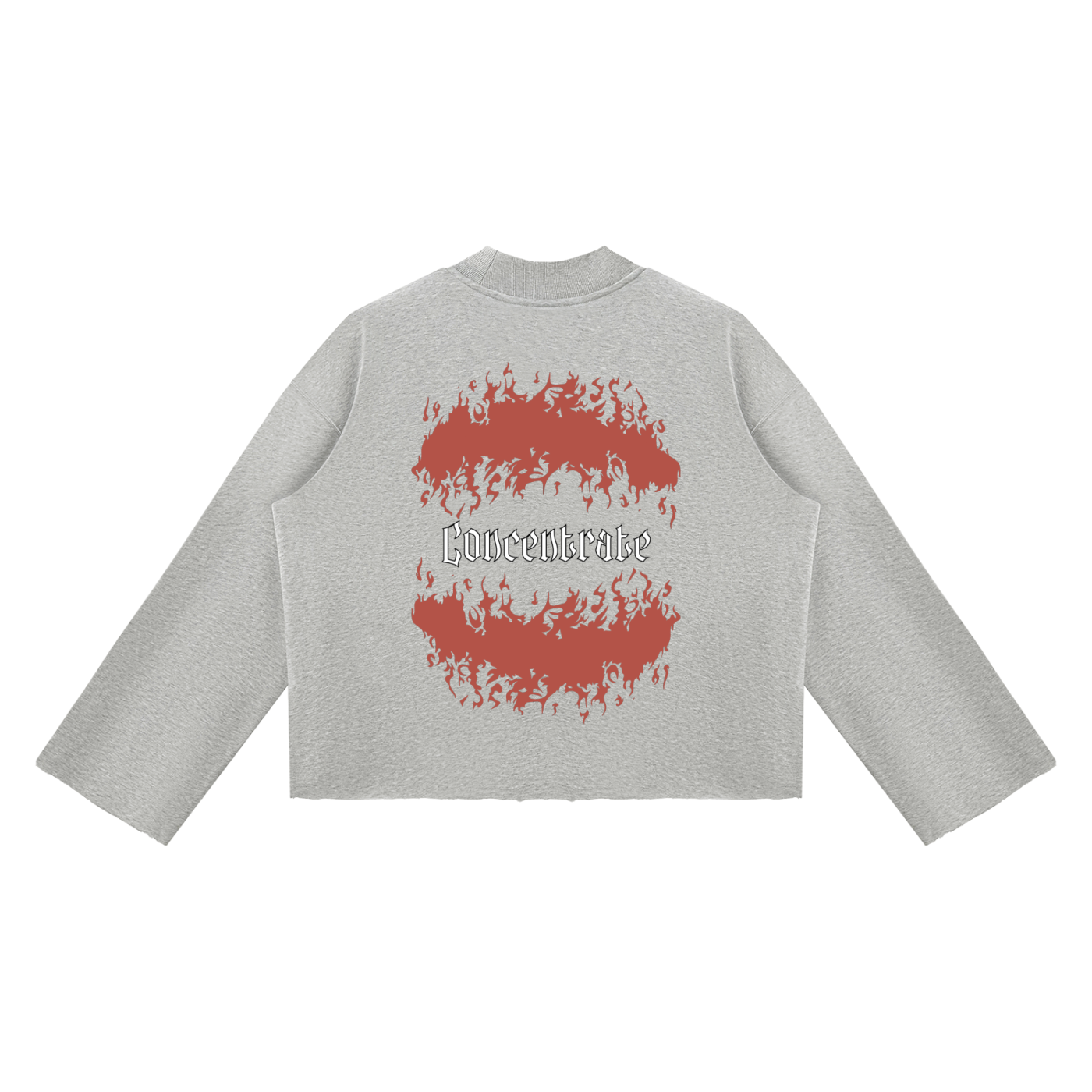 Concentrate Streetwear - Flamed - 350gsm Unisex Mock Neck Raw Edge Boxy Sweatshirt